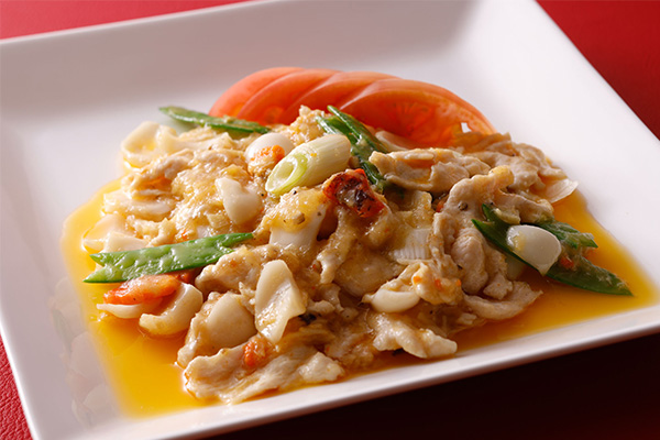 鶏肉と上海蟹味噌の炒め