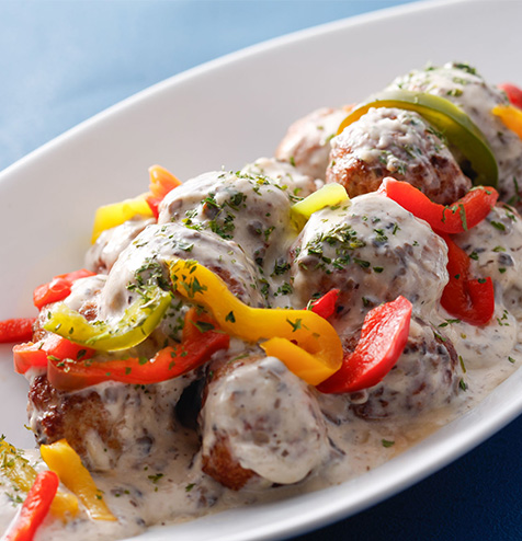 結旨豚のポルペッティ きのこクリームソース