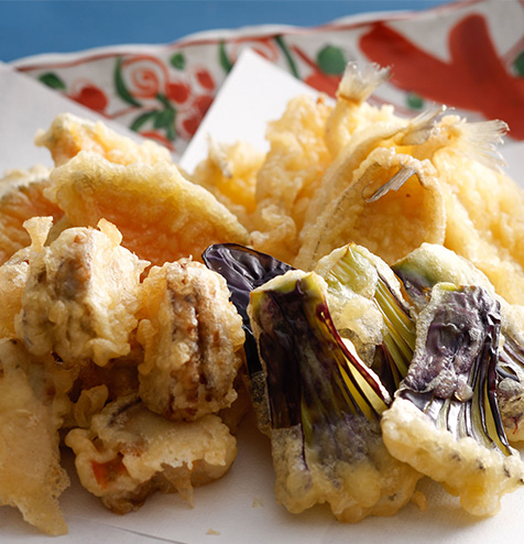揚げ物盛り合わせ（鱚、帆立、茄子、南瓜）