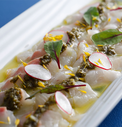 真鯛のカルパッチョ 春菊ソース