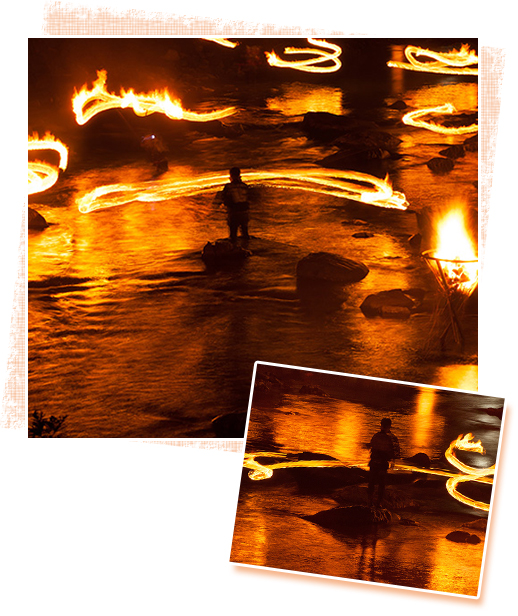 清流馬瀬川の伝統漁法「火ぶり漁」